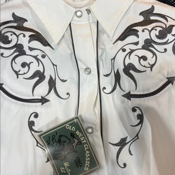 Roper Pearl Snap Shirt with Gray Embroidery - Picture 6 of 9